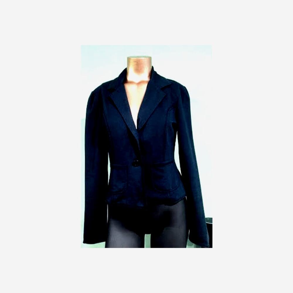 The Limited Cropped‎ Jacket with Pockets and Lapels, Navy, Sz S